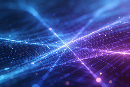 3D illustration of abstract technology background. Big data visualization. Network connection structure. Digital data visualization.の素材