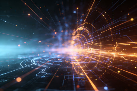 3D rendering of abstract technology concept. Futuristic connection structure.の素材