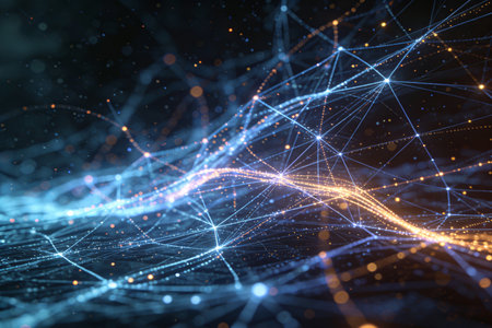 3d rendering of abstract technology digital background. Network connection structure.の素材