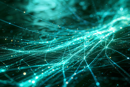3D illustration of Network connection structure with glowing particles and lines. Connection structure background. 3D rendering.の素材