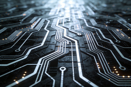 Circuit board background. Technology and science concept. 3D Renderingの素材
