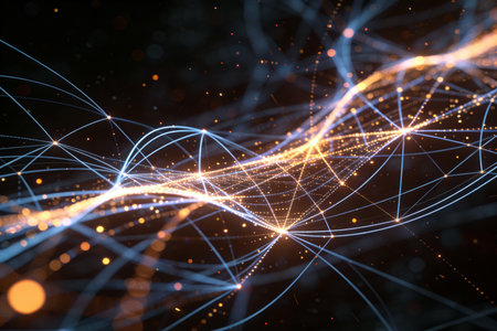 Abstract technology background with connection lines. Network concept. 3D Renderingの素材