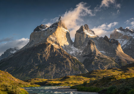 Matterhorn and Fitz Roy mountain in Patagonia, Argentinaの素材