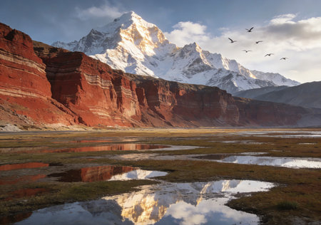 Mountain landscape in the Himalayas, Annapurna Conservation Area, Nepalの素材