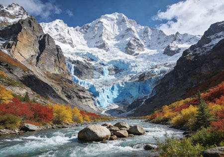 Beautiful view of the mountains in Cordillera Blanca, Peruの素材