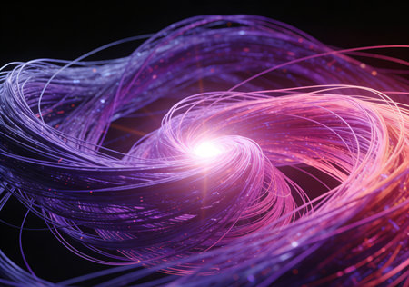 Futuristic technology wave background design with lights and motion blur effectの素材