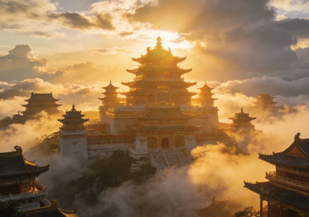 The Temple of Heaven at sunset in the morning, Beijing, Chinaの素材