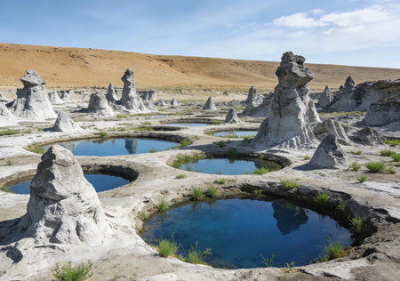 Beautiful white sandstone formations in Cappadocia, Turkeyの素材