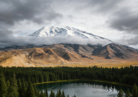 Mt. Ruapehu at Lake Tekapo, New Zealandの素材