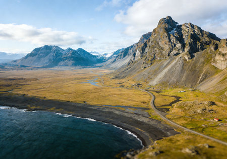 Aerial view of the Lofoten islands, Norway.の素材