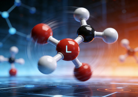 Molecular structure on abstract background. Science and technology concept. 3d renderingの素材