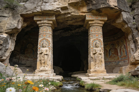 Buddha statues at the entrance to the Monastery of St. John the Baptist in Cappadocia, Turkeyの素材