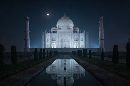 Ancient greek temple underwater with sun rays shining through the columns.の素材