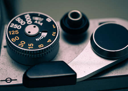 old antique SLR roll camera close up