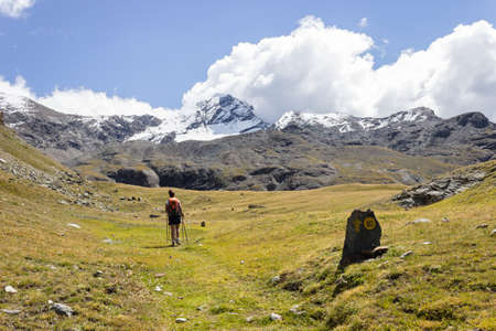 Hiking trail in Aosta Valley near to Tersiva, Italyの写真素材