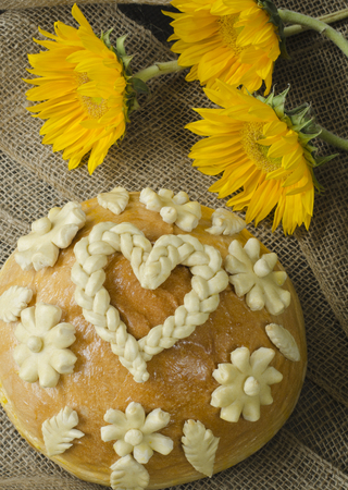Wedding bread with sunflowersの写真素材