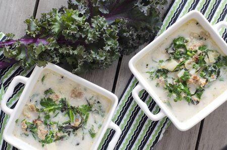 Zuppa Toscana. Sausage and Kale Tuscana Soupの写真素材