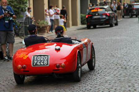 STANGA / FIAT 750 SPORT 1951 during the first leg of the1000 Miglia historic car race 2021. The 39th edition. Starting from Brescia, reaching Rome and back for the finish line back to Brescia - Italy. Photo Nderim Kaceliのeditorial素材