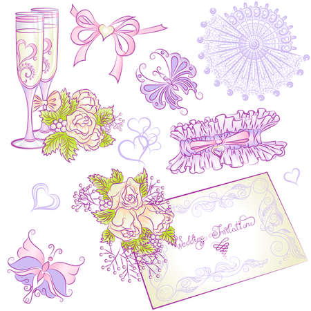 vector set of wedding accessoriesのイラスト素材