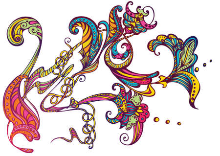 Vector ornament rainbow decorative flowerのイラスト素材