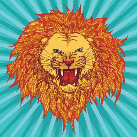 Vector illustration of a roaring grin lionのイラスト素材
