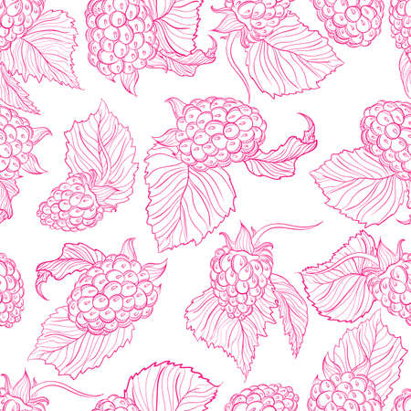 Vector monochrome pattern of raspberriesのイラスト素材