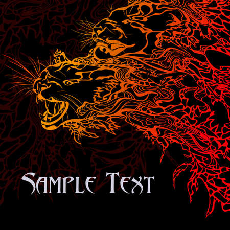 Vector abstract illustration of two tigers fireのイラスト素材