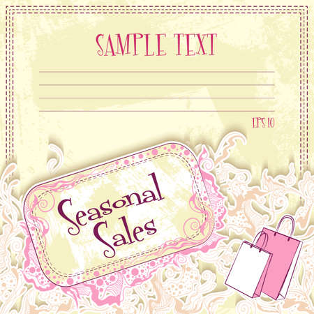 Vector illustration of message card with sign. Design for notebook, diary, sticker, greeting card.のイラスト素材