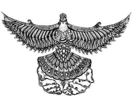 Vector decorative illustration of a dove flying out of human handsのイラスト素材