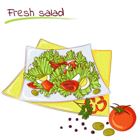 Fresh vegetable saladのイラスト素材