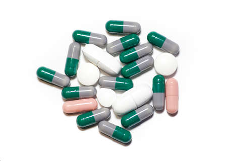 capsules and tablets isolated on white background
