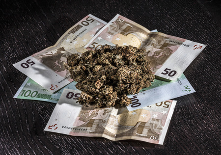 Marijuana and some banknotes, two fifty and three hundred euro notes