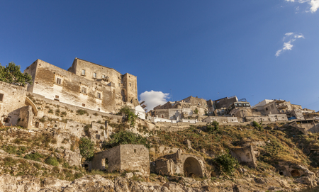 Panoramic view of Ginosa, a typical south italian village similar to Materaの写真素材