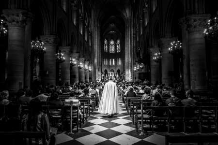 Paris, France - June 1, 2018: inside the Notre Dame Cathedral