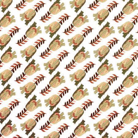 Floral ornament with green flowers on a white background. Pattern for postcard, packaging, wrapping, scrapbooking, wallpaper, design, decoration.の写真素材