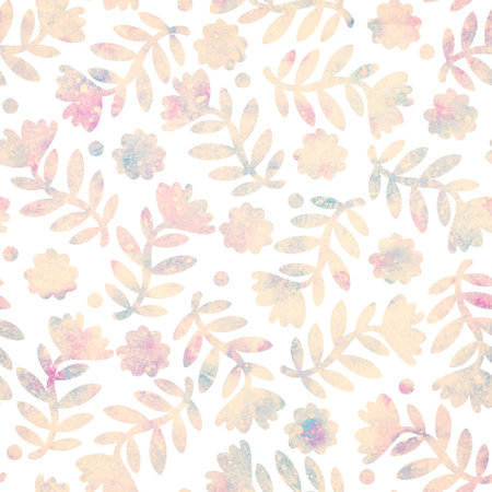 Seamless pattern. Floral decoration. background. Raster illustration. Interior and clothing design. Printing on paper or fabric. Light watercolor background with flowers.の写真素材