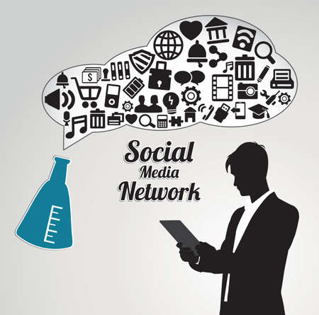 Abstract concept of social media network with businessman - vector illustrationのイラスト素材