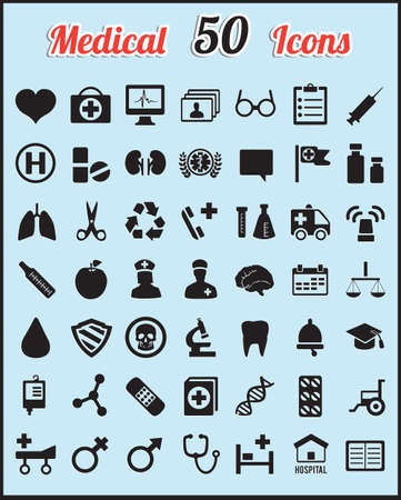 Set of 50 medical icons for design - vector iconsのイラスト素材