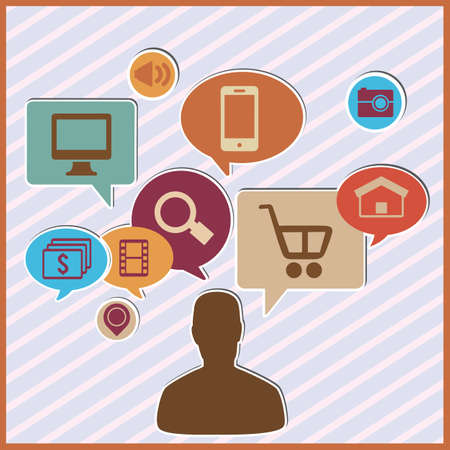 Abstract concept of social media with bubbles - vector illustrationのイラスト素材