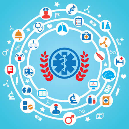 Abstract concept of medicine with emblem - vector illustrationのイラスト素材