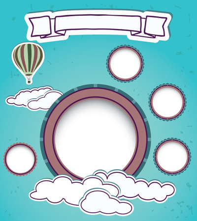 Vintage Web design template with clouds - vector illustrationのイラスト素材