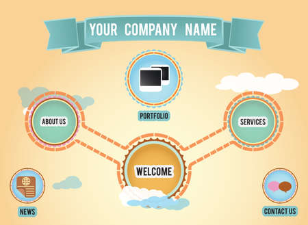 Vintage web design template - vector illustrationのイラスト素材