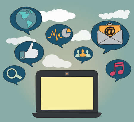 Hand-drawn concept of social media - vector illustration のイラスト素材