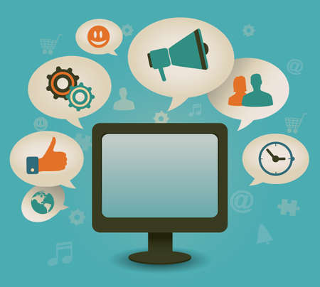 Vintage concept of social media - vector illustrationのイラスト素材