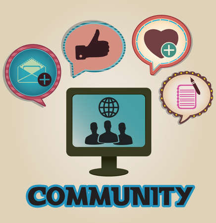 Vintage concept of community with bubbles - vector illustrationのイラスト素材