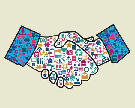 Abstract handshake of businessmen - vector illustrationのイラスト素材