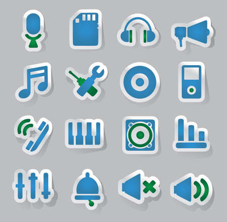 Set of audio stickers - vector illustrationのイラスト素材