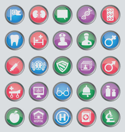 Set of colorful medical buttons for design - part 2 - iconsのイラスト素材
