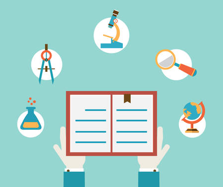 Vector flat concept of study  Hands holding book illustrationのイラスト素材