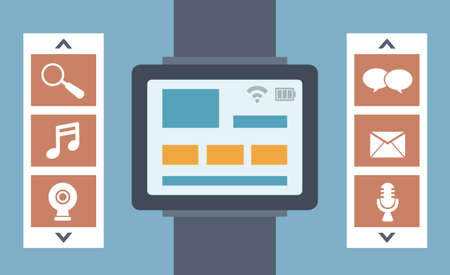 flat illustration of intelligence watch and technology functions のイラスト素材